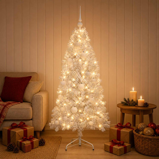 vidaXL Artificial Hinged Christmas Tree 150 cm 150 LEDs Warm White 1