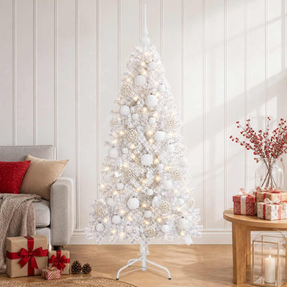 vidaXL Artificial Hinged Christmas Tree 150 cm 150 LEDs Warm White 3