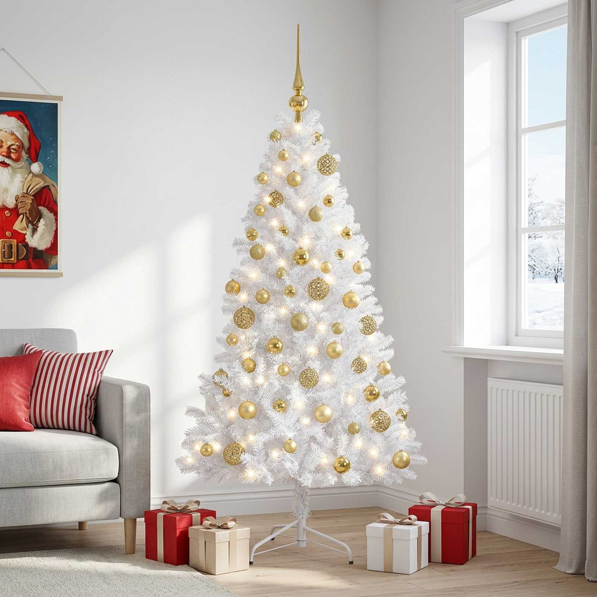 vidaXL Artificial Christmas Tree with Bauble 210 cm 300 LEDs 1