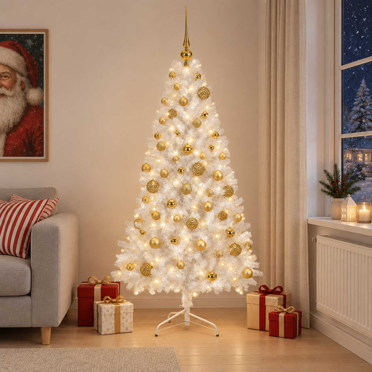 vidaXL Artificial Christmas Tree with Bauble 210 cm 300 LEDs 3