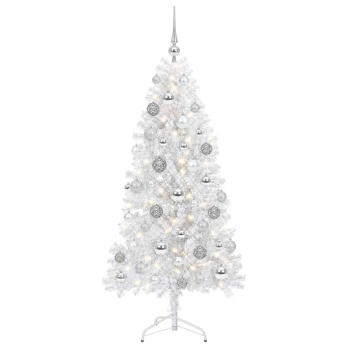 vidaXL Artificial Hinged Christmas Tree 150 cm 150 LEDs Warm White 4