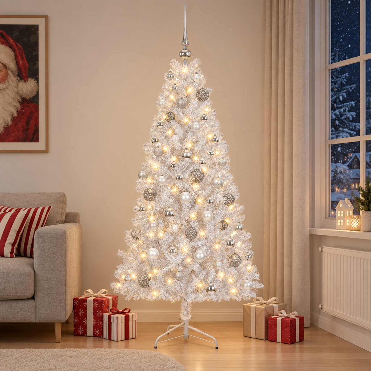 vidaXL Artificial Christmas Tree with Bauble 210 cm 300 LEDs 3