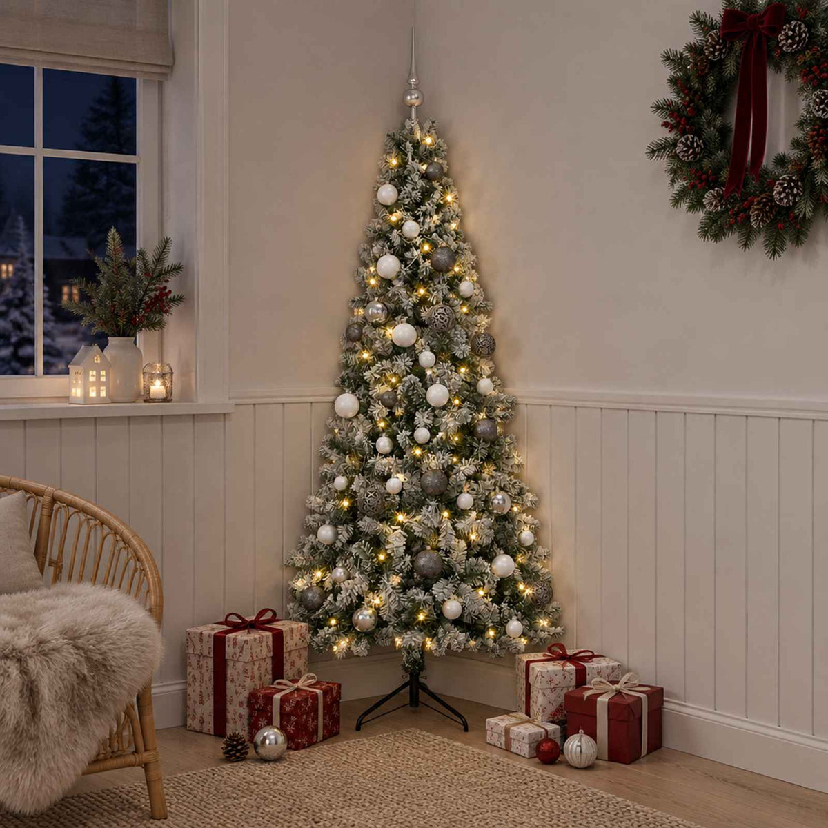 vidaXL Artificial Christmas Tree with Bauble 150 cm 150 LEDs 3