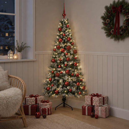 Artificial Christmas Tree with Bauble 150 LEDs 120 cm with LEDs & red balls