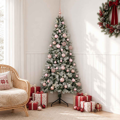 Artificial Christmas Tree with Bauble 150 LEDs 120 cm with LEDs & pink balls
