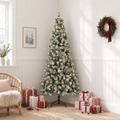 Artificial Christmas Tree with Bauble 300 LEDs 180 cm with LEDs & gold/bronze balls