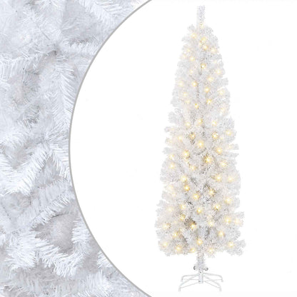 Artificial Slim Christmas Tree with Bauble 300 LEDs 180 cm with LEDs
