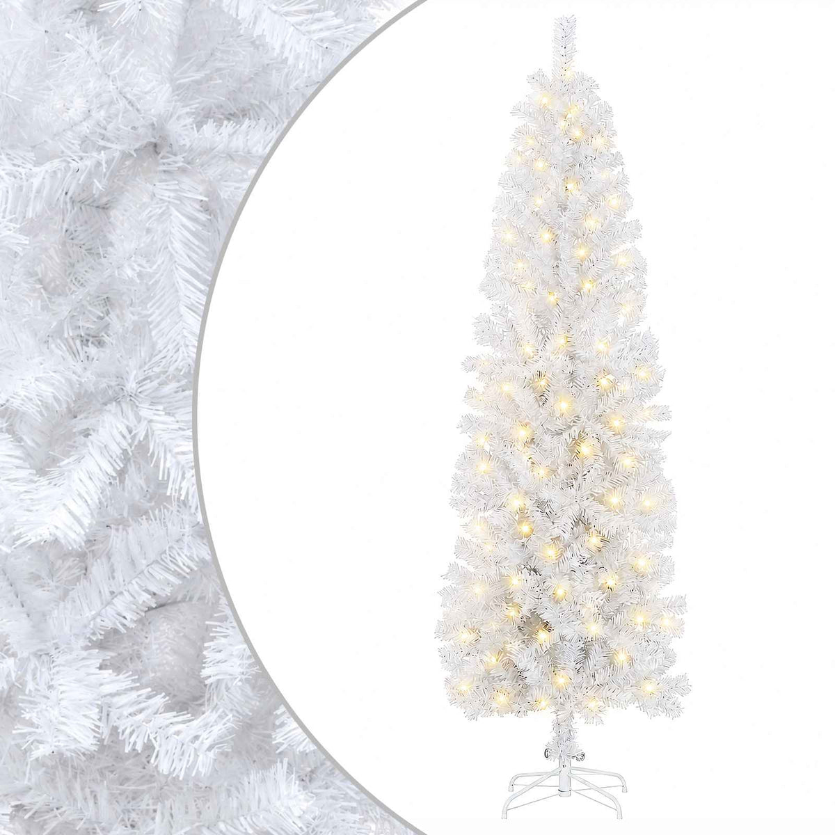 Artificial Slim Christmas Tree with Bauble 300 LEDs 210 cm with LEDs