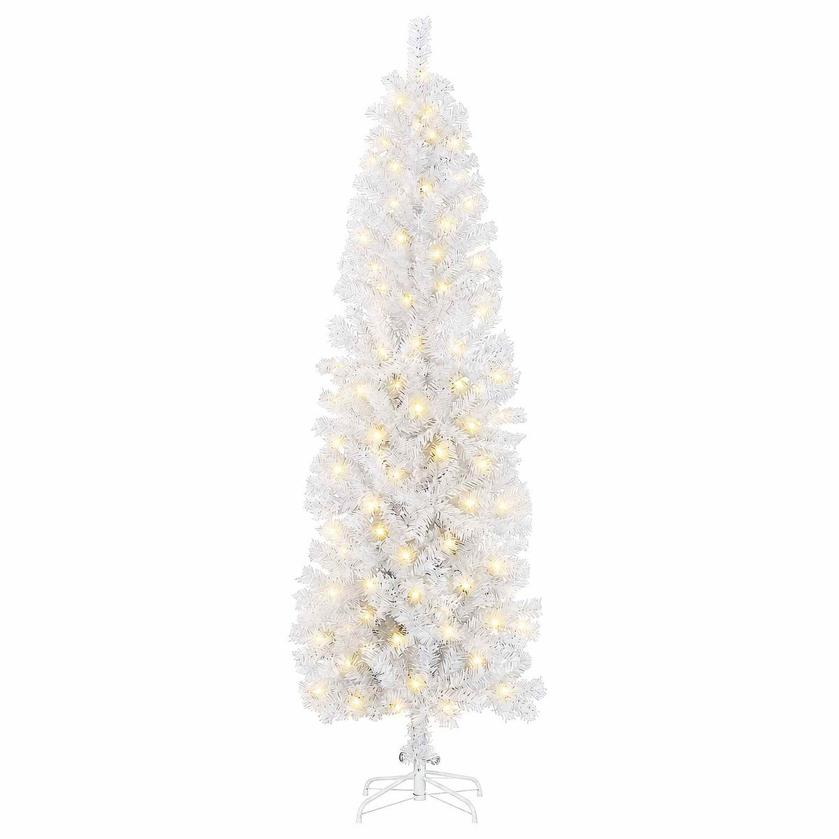 Artificial Slim Christmas Tree with Bauble 300 LEDs 210 cm with LEDs