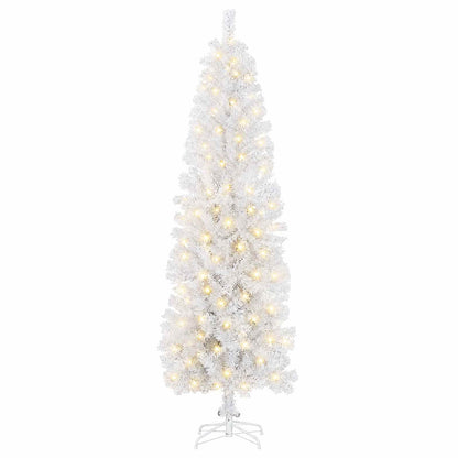 Artificial Slim Christmas Tree with Bauble 300 LEDs 210 cm with LEDs