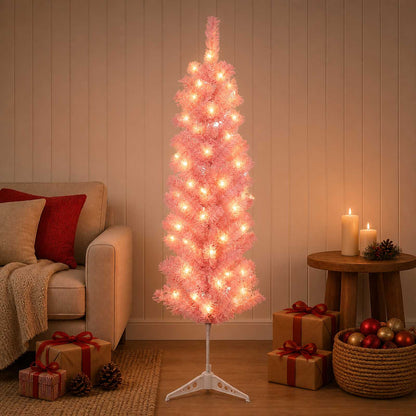 Artificial Slim Christmas Tree with Bauble 150 LEDs 150 cm with LEDs