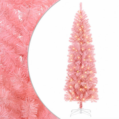 Artificial Slim Christmas Tree with Bauble 300 LEDs 240 cm with LEDs