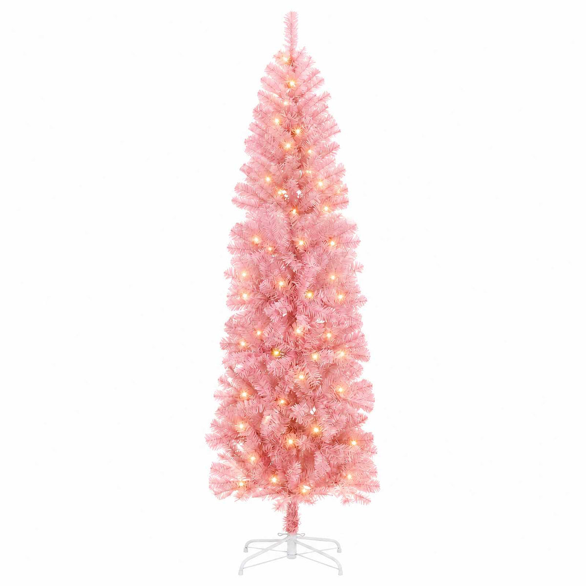 Artificial Slim Christmas Tree with Bauble 300 LEDs 240 cm with LEDs