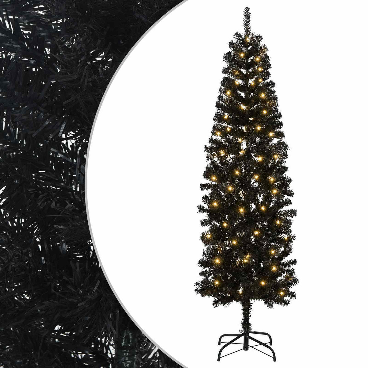 Artificial Slim Christmas Tree with Bauble 300 LEDs 180 cm with LEDs