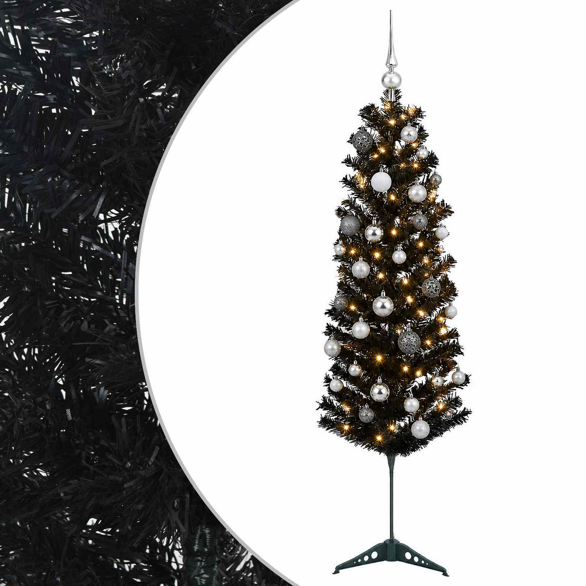 vidaXL Artificial Slim Christmas Tree with Bauble 120 cm 150 LEDs 2
