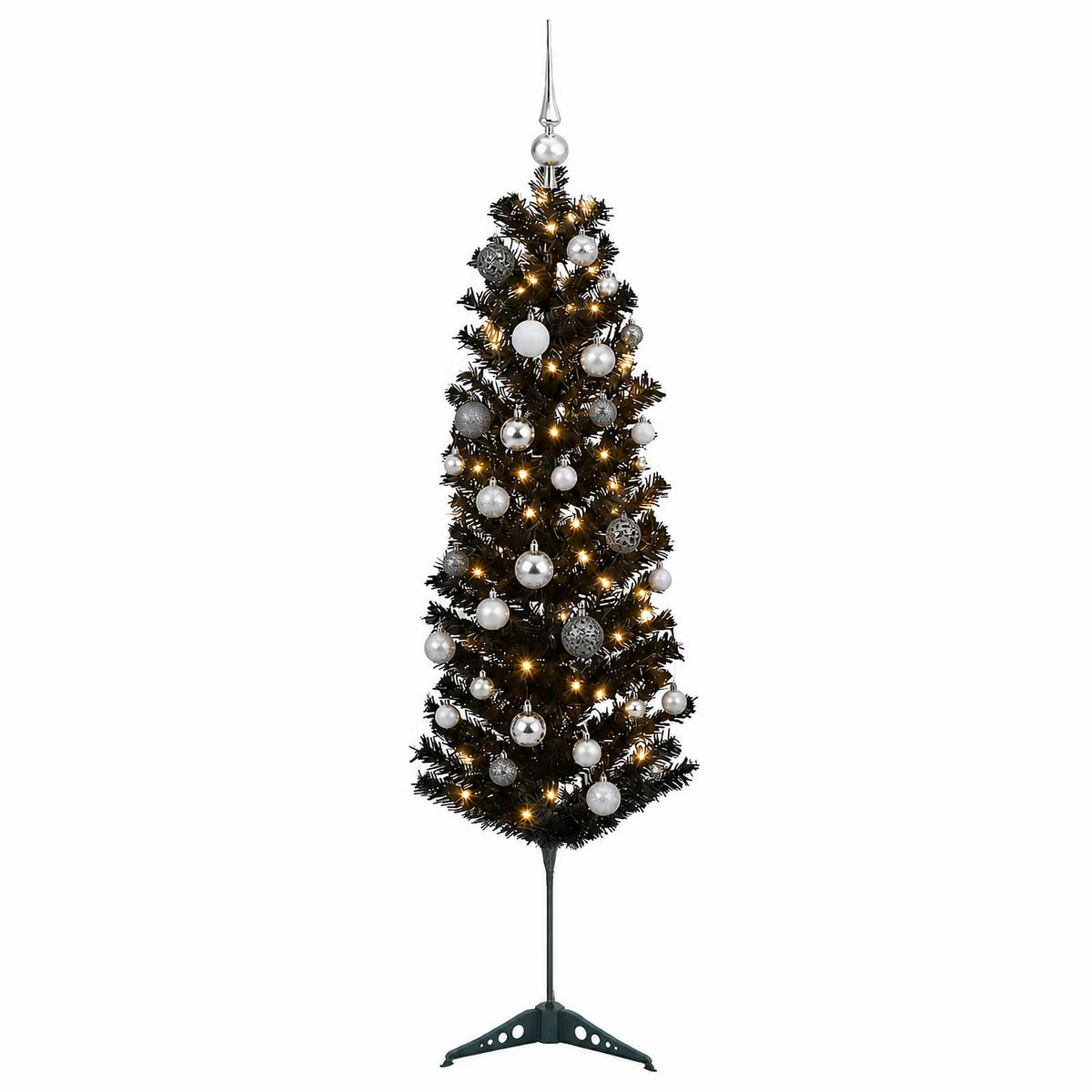 vidaXL Artificial Slim Christmas Tree with Bauble 120 cm 150 LEDs 4