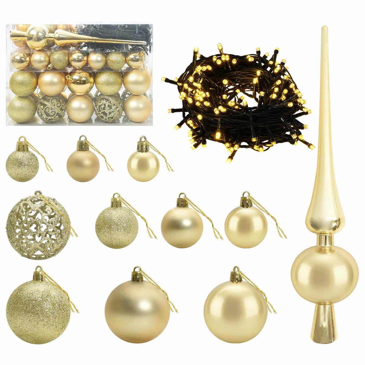 Artificial Slim Christmas Tree with Bauble 150 LEDs 120 cm with LEDs & gold/bronze balls