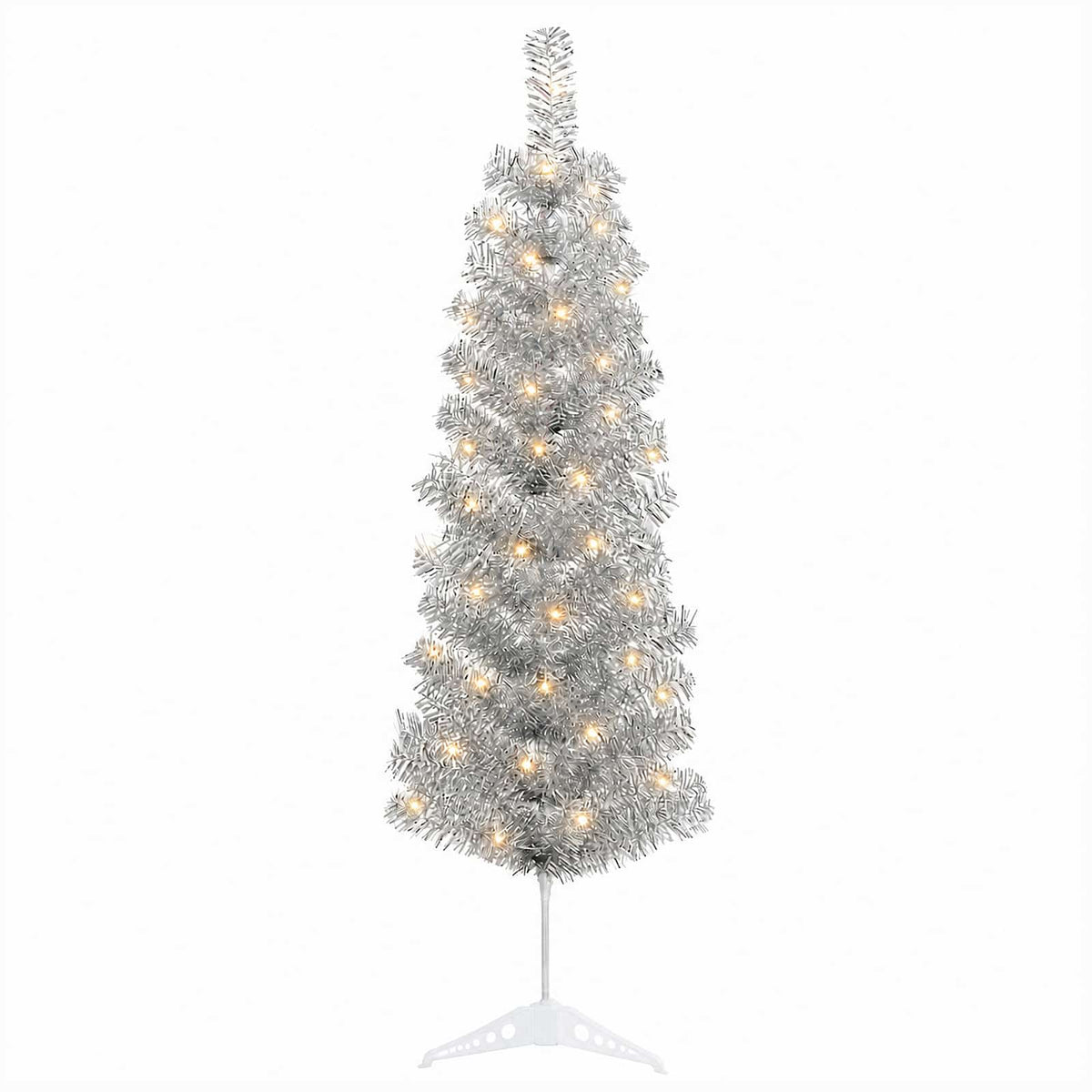 Artificial Slim Christmas Tree with Bauble 150 LEDs 150 cm with LEDs