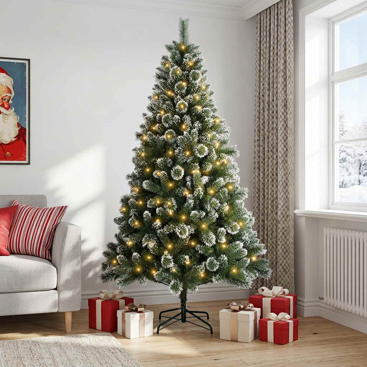 Artificial Christmas Tree with Bauble 300 LEDs 240 cm with LEDs