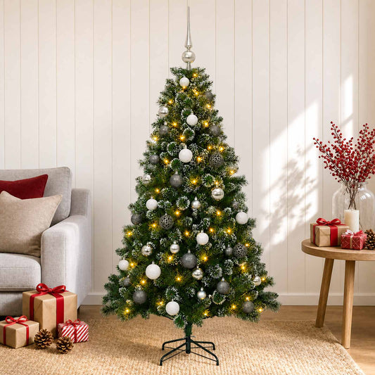 vidaXL Artificial Christmas Tree with Bauble 150 cm 150 LEDs 1