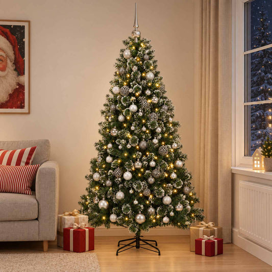 vidaXL Artificial Christmas Tree with Bauble 210 cm 300 LEDs 1