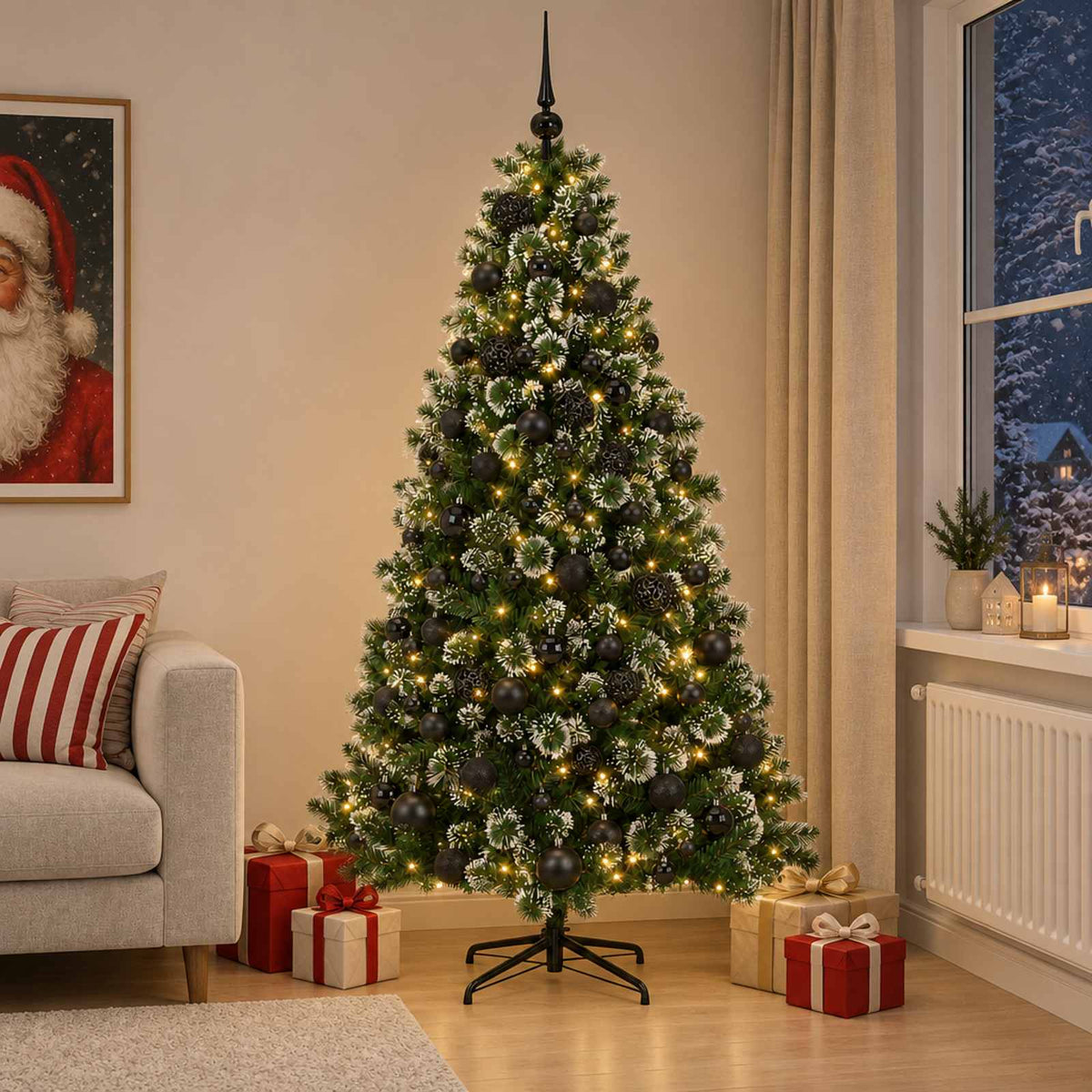 vidaXL Artificial Christmas Tree with Bauble 240 cm 300 LEDs 1