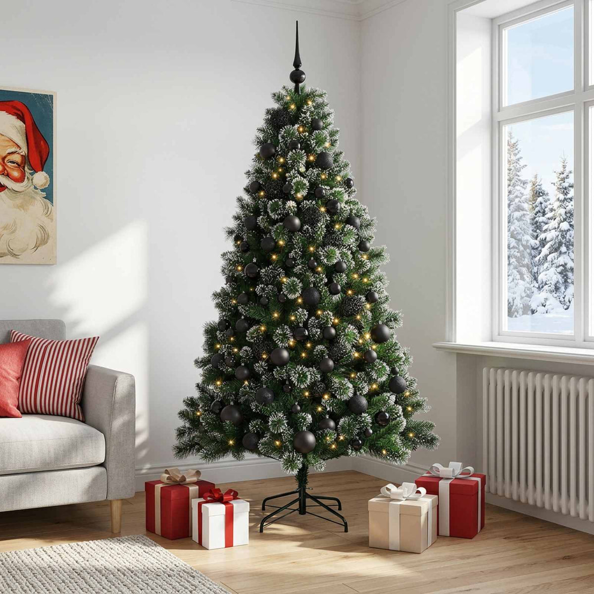vidaXL Artificial Christmas Tree with Bauble 240 cm 300 LEDs 3