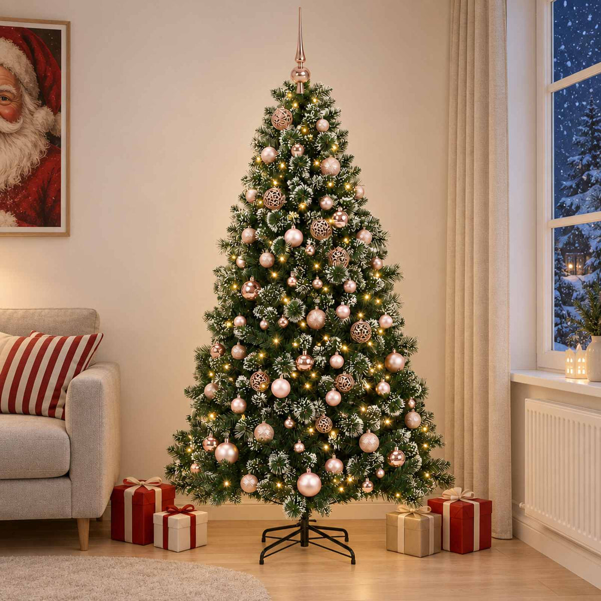 vidaXL Artificial Christmas Tree with Bauble 240 cm 300 LEDs 1