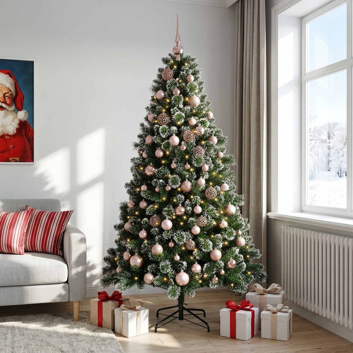 vidaXL Artificial Christmas Tree with Bauble 240 cm 300 LEDs 3