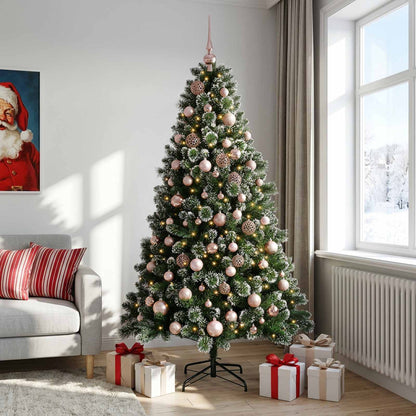 Artificial Christmas Tree with Bauble 300 LEDs 240 cm with LEDs & pink balls
