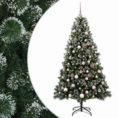 Artificial Christmas Tree with Bauble 300 LEDs 240 cm with LEDs & pink balls
