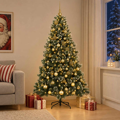 vidaXL Artificial Christmas Tree with Bauble 240 cm 300 LEDs 1