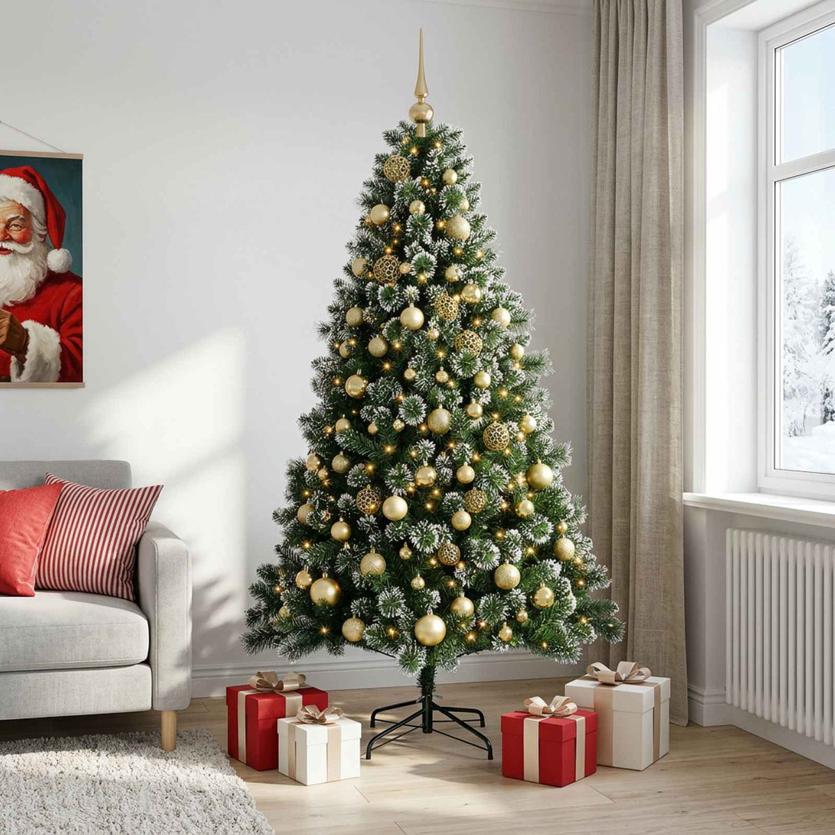 vidaXL Artificial Christmas Tree with Bauble 240 cm 300 LEDs 3