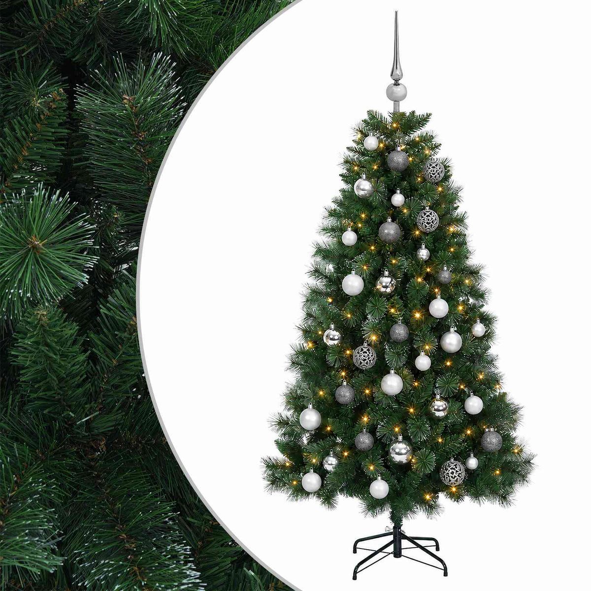 vidaXL Artificial Christmas Tree with Bauble 150 cm 150 LEDs 2