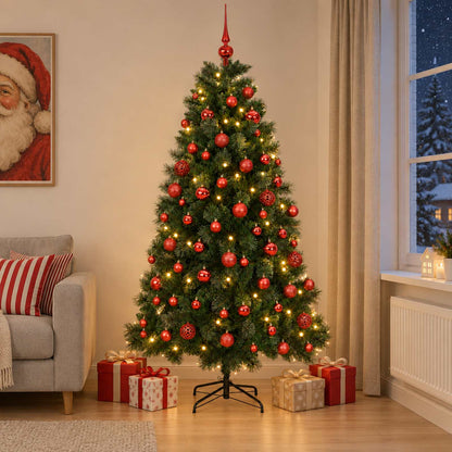 vidaXL Artificial Christmas Tree with Bauble 210 cm 300 LEDs 1