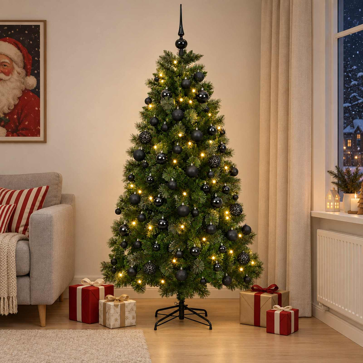 vidaXL Artificial Christmas Tree with Bauble 240 cm 300 LEDs 1