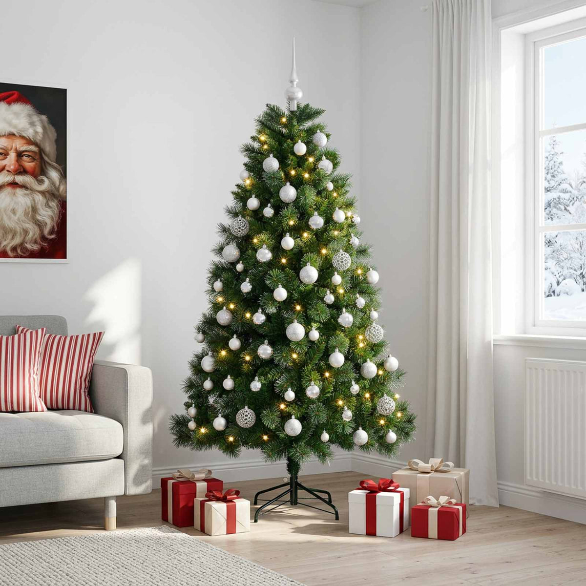 vidaXL Artificial Christmas Tree with Bauble 240 cm 300 LEDs 3
