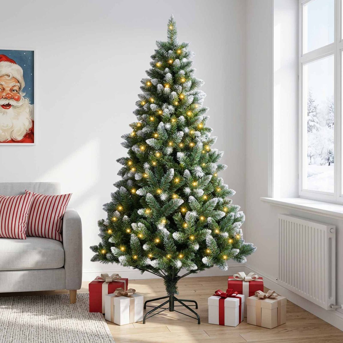 vidaXL Artificial Christmas Tree 240 cm 300 LEDs Warm White 3