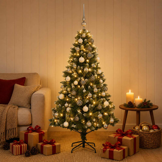 vidaXL Artificial Christmas Tree with Bauble 120 cm 150 LEDs 1