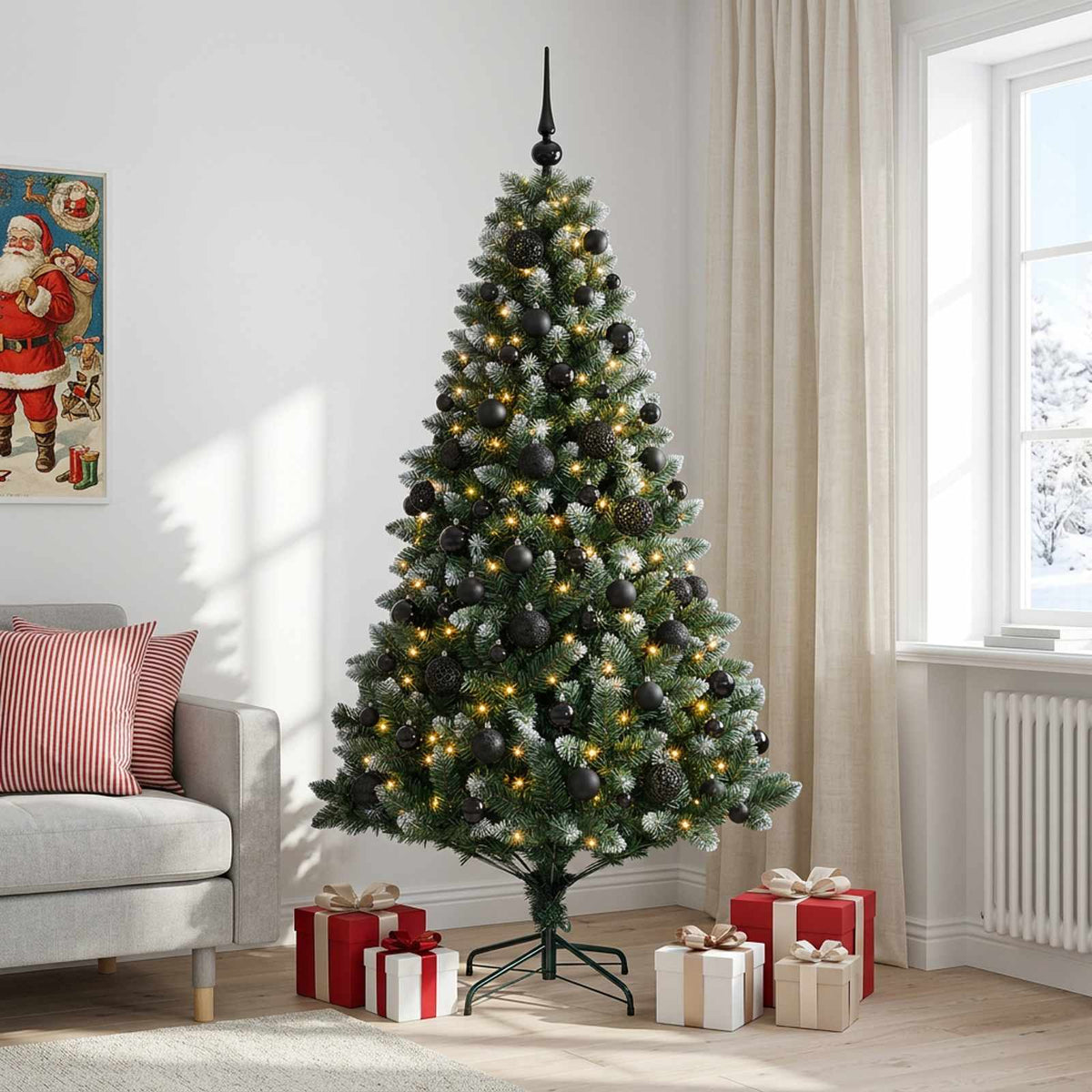 vidaXL Artificial Christmas Tree with Bauble 240 cm 300 LEDs 3
