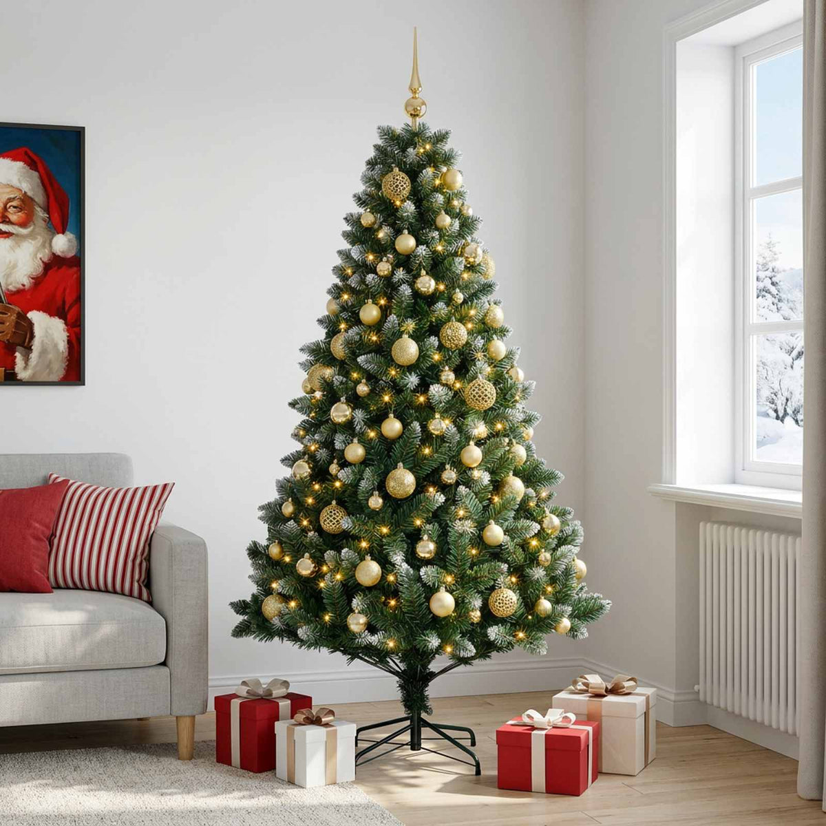 vidaXL Artificial Christmas Tree with Bauble 240 cm 300 LEDs 3
