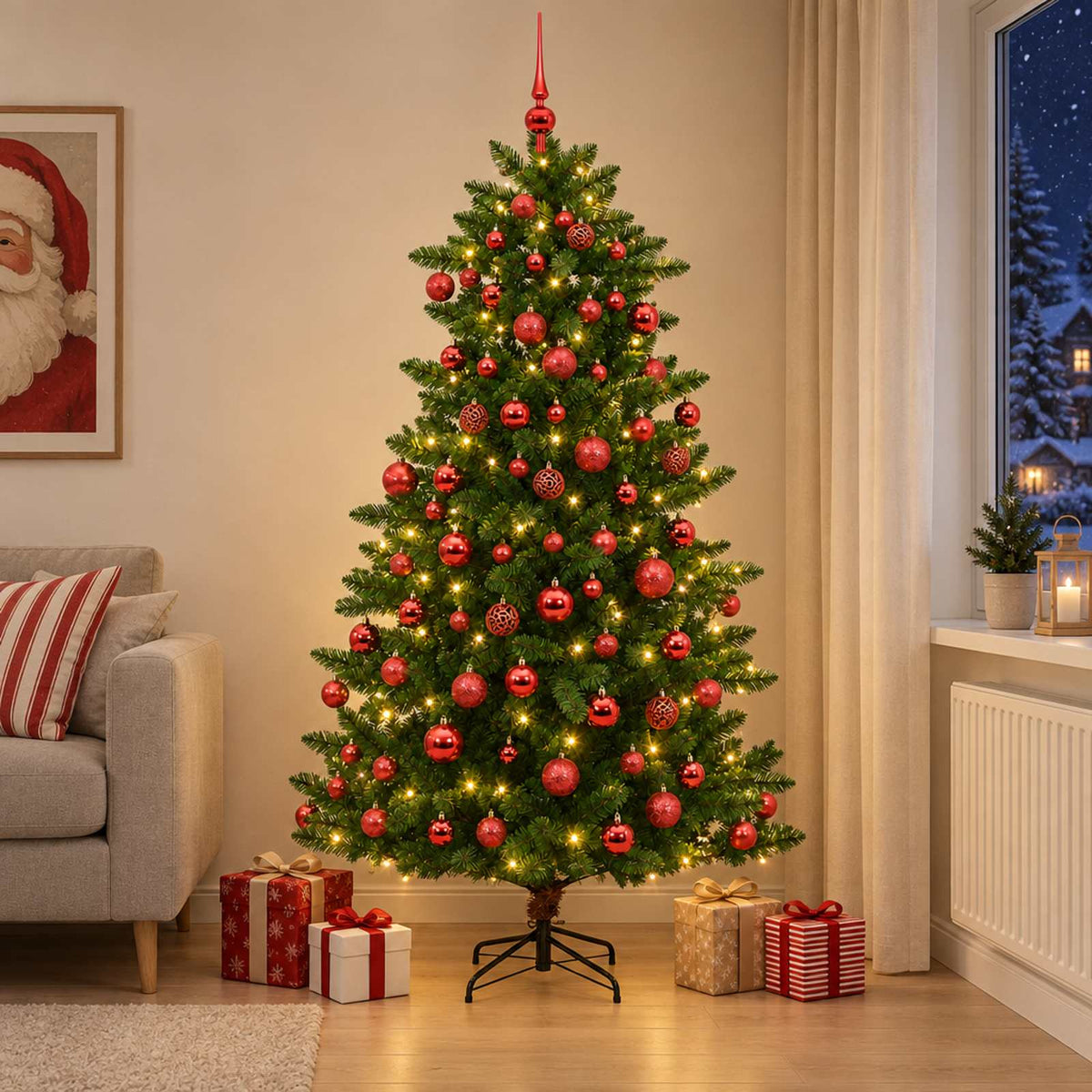 vidaXL Artificial Christmas Tree with Bauble 210 cm 300 LEDs 1