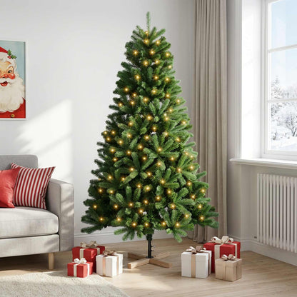 vidaXL Artificial Christmas Tree 240 cm 300 LEDs Warm White PVC Green 3
