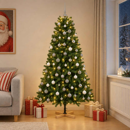 vidaXL Artificial Christmas Tree with Bauble 240 cm 300 LEDs 1