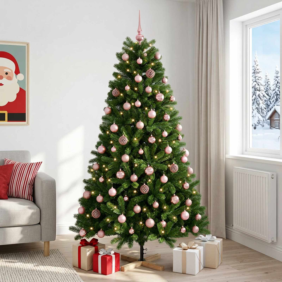 vidaXL Artificial Christmas Tree with Bauble 240 cm 300 LEDs 3