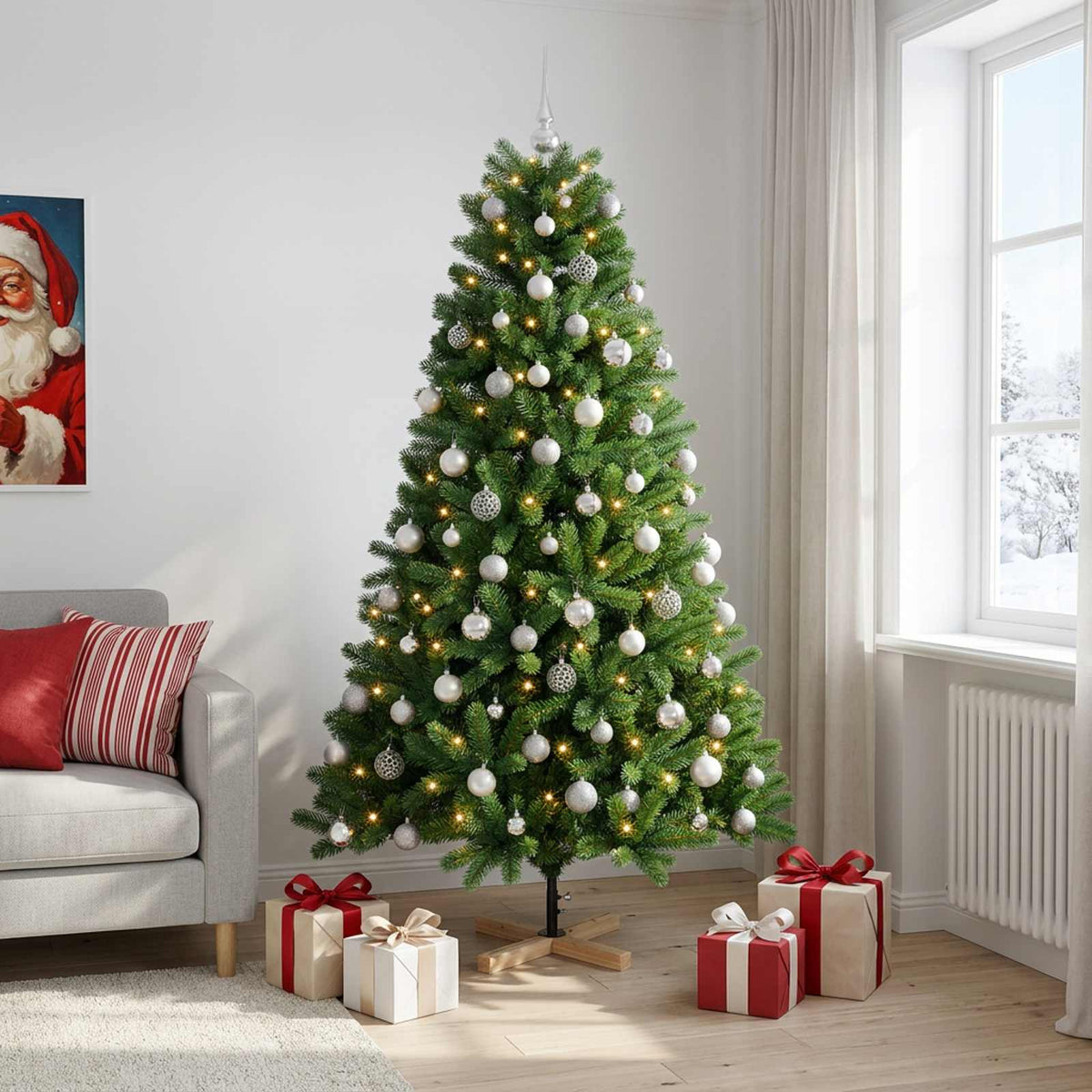 vidaXL Artificial Christmas Tree with Bauble 180 cm 300 LEDs 3
