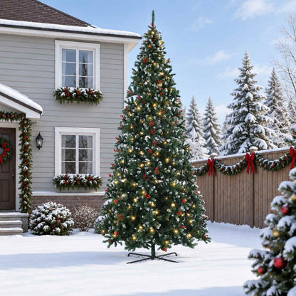 Artificial Hinged Christmas Tree with Bauble 600 LEDs 400 cm with LEDs