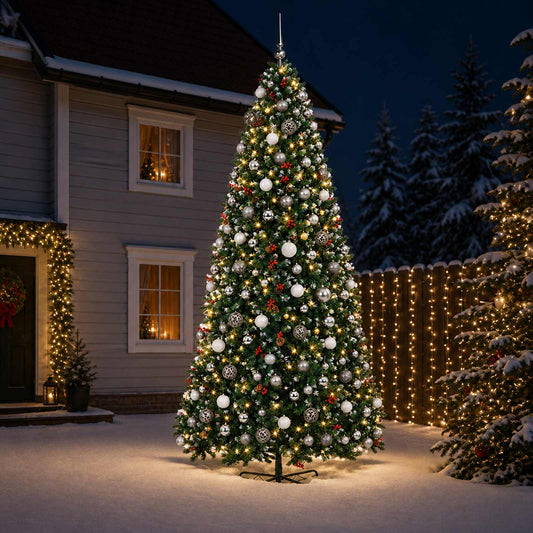 vidaXL Artificial Hinged Christmas Tree with Bauble 500 cm 900 LEDs 1