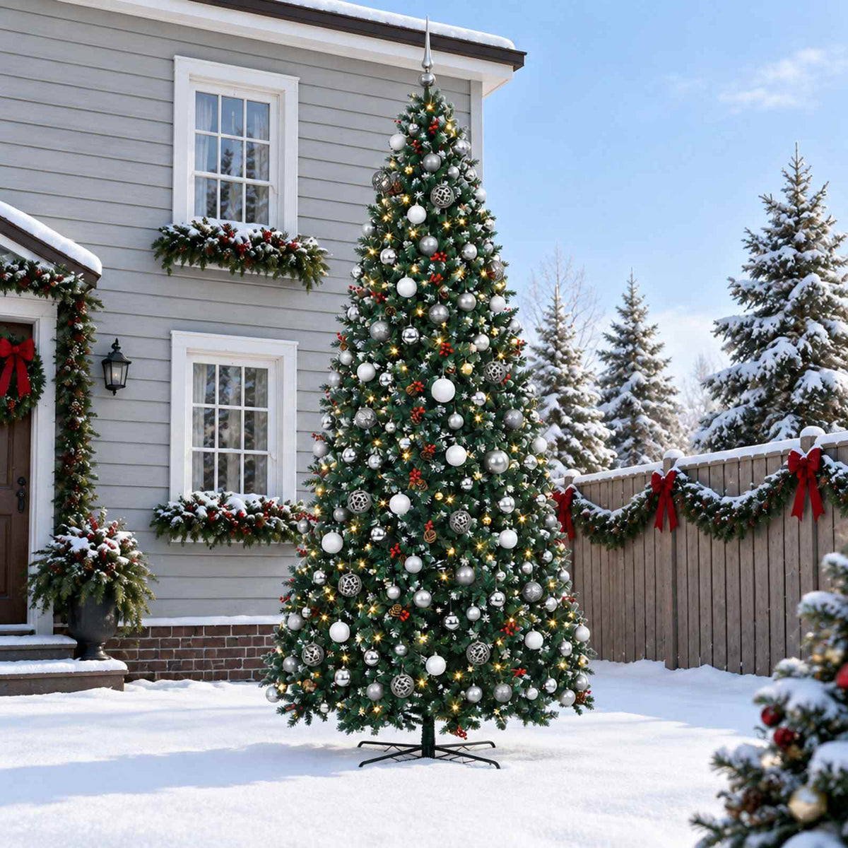 vidaXL Artificial Hinged Christmas Tree with Bauble 400 cm 600 LEDs 3