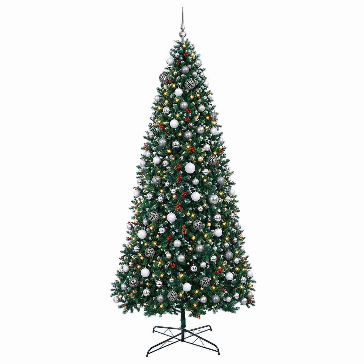 vidaXL Artificial Hinged Christmas Tree with Bauble 400 cm 600 LEDs 4